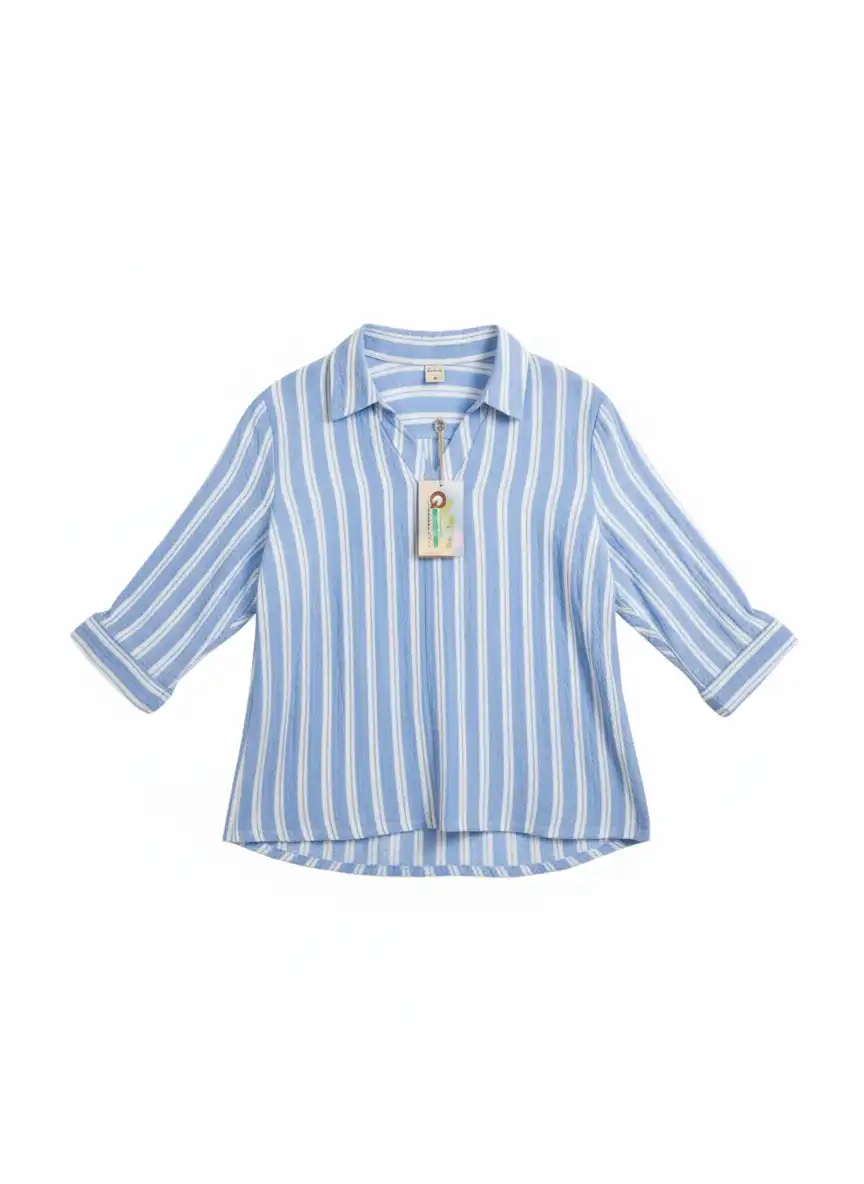 BLOUSE BETA WOMEN CRINGKLE BIRU PUTIH